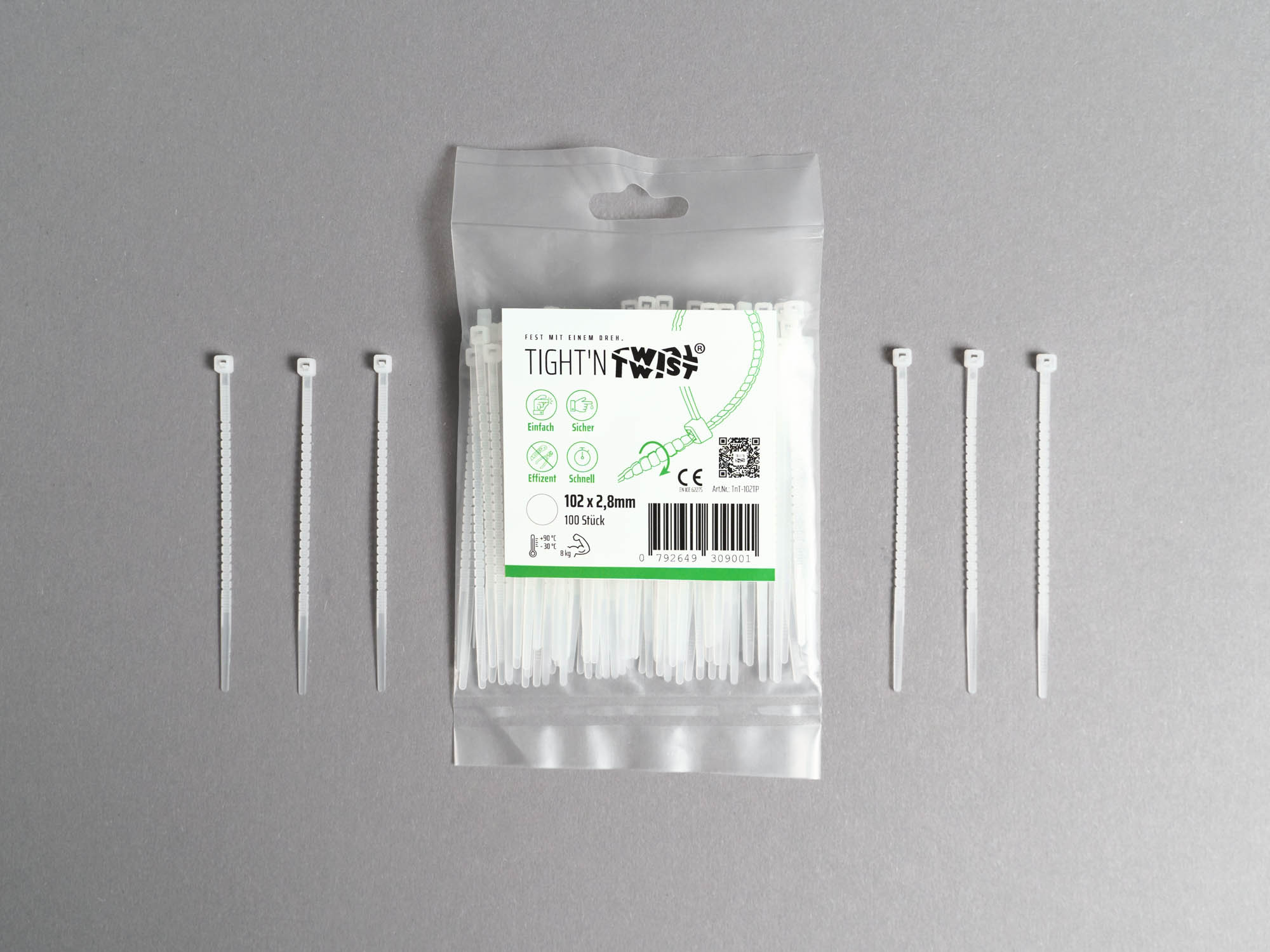 Weiße Kabelbinder simpel dargestellt